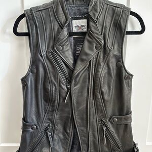 Harley-Davidson Women's Black Leather Biker Vest